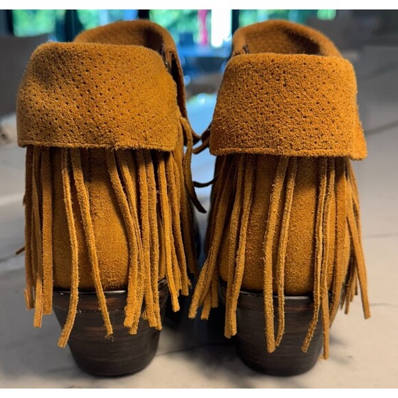 Reba Womens Suede Booties Boots by Justin Boots Brown Suede Fringe Size 10.5B - Picture 6 of 10